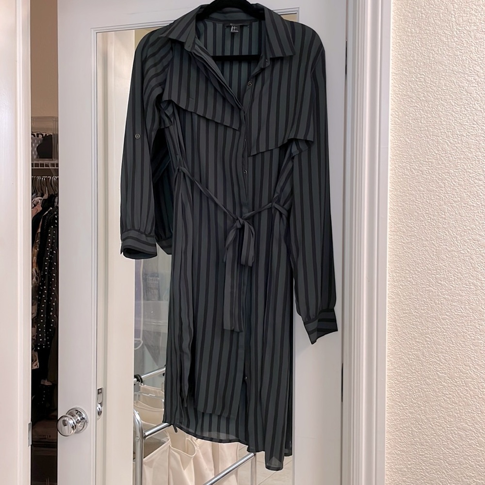 Forever 21 Forest Green/black Shirt Dress/Tunic size L